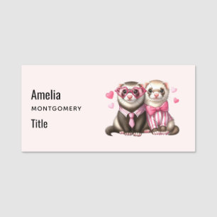 Cute Otter Couple in Love Name Tag