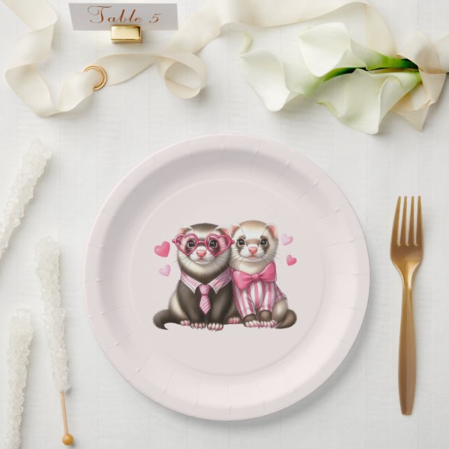 Cute Otter Couple in Love Paper Plate (Wedding)
