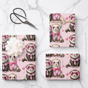 Cute Otter Couple in Love Pattern Wrapping Paper Sheet