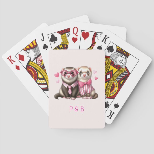 Cute Otter Couple in Love Playing Cards (Back)