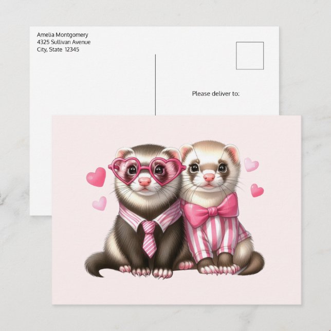Cute Otter Couple in Love Postcard (Front/Back)