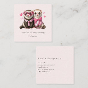 Cute Otter Couple in Love Square Business Card