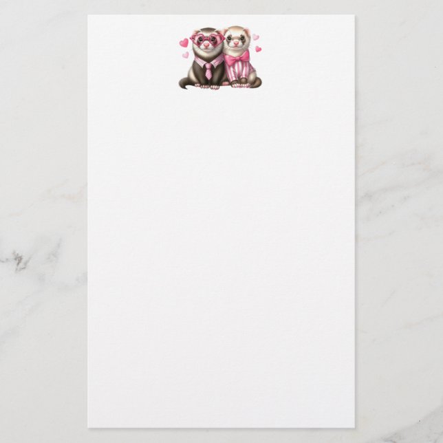 Cute Otter Couple in Love Stationery (Front)