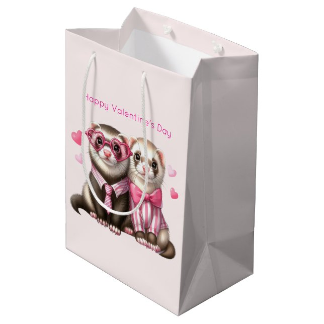 Cute Otter Couple in Love Valentine's Day Medium Gift Bag (Back Angled)