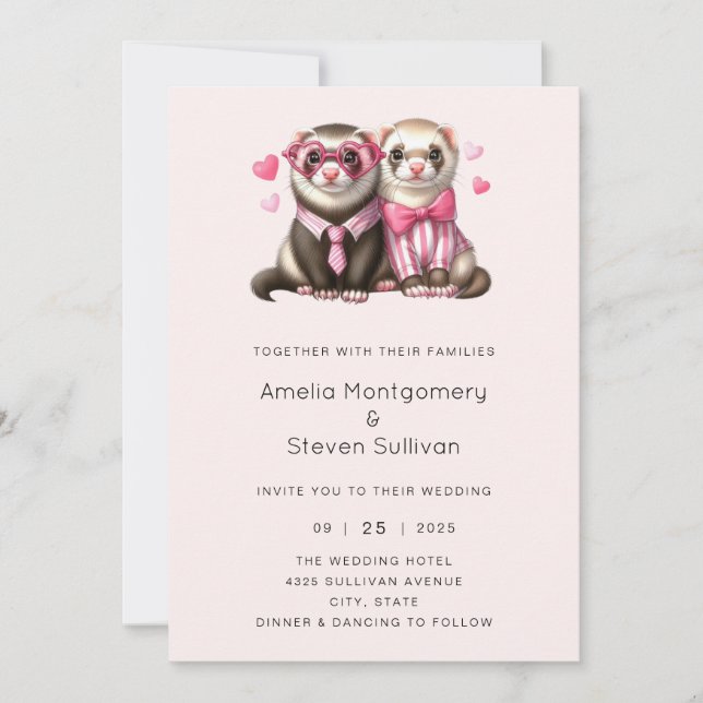 Cute Otter Couple in Love Wedding Invitation (Front)