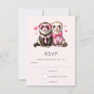 Cute Otter Couple in Love Wedding RSVP Card
