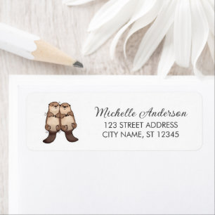 Cute Otter Couple Return Address Animal Love