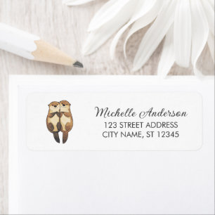 Cute Otter Couple Return Address Animal Love