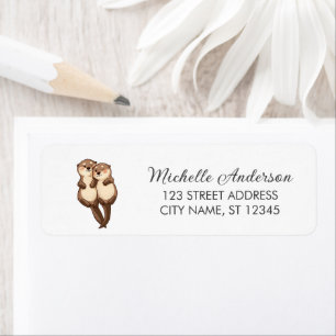 Cute Otter Couple Return Address Animal Love