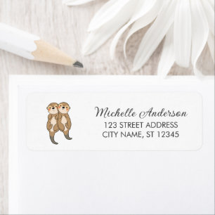 Cute Otter Couple Return Address Animal Love
