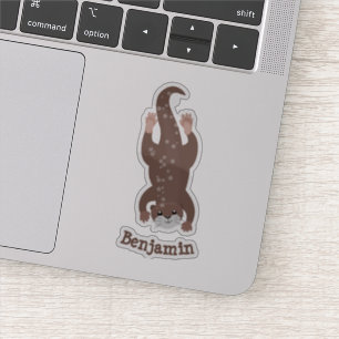 Cute otter diving cartoon illustration