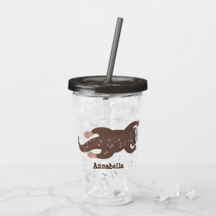 Cute otter diving cartoon illustration acrylic tumbler