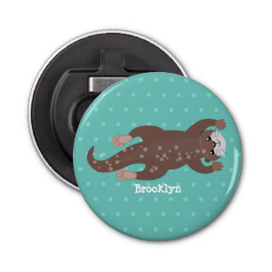 Cute otter diving cartoon illustration bottle opener