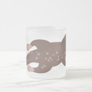 Cute otter diving cartoon illustration frosted glass coffee mug