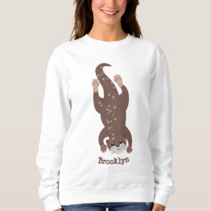 Cute otter diving cartoon illustration sweatshirt