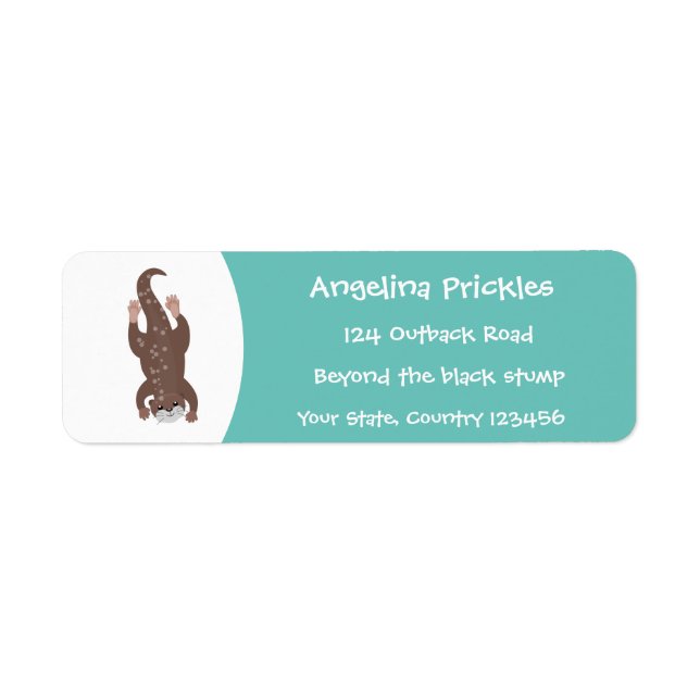 Cute otter diving on teal cartoon illustration (Front)