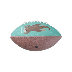 Cute otter diving on teal cartoon illustration american football