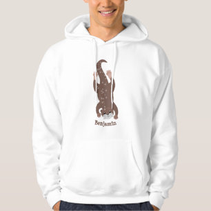Cute otter diving on teal cartoon illustration hoodie