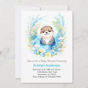 Cute Otter Enchanted Wonderland Boy Baby Shower Invitation
