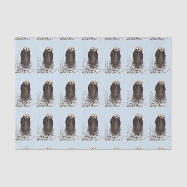 Cute Otter Face Nature Photo Tissue Paper (Front)