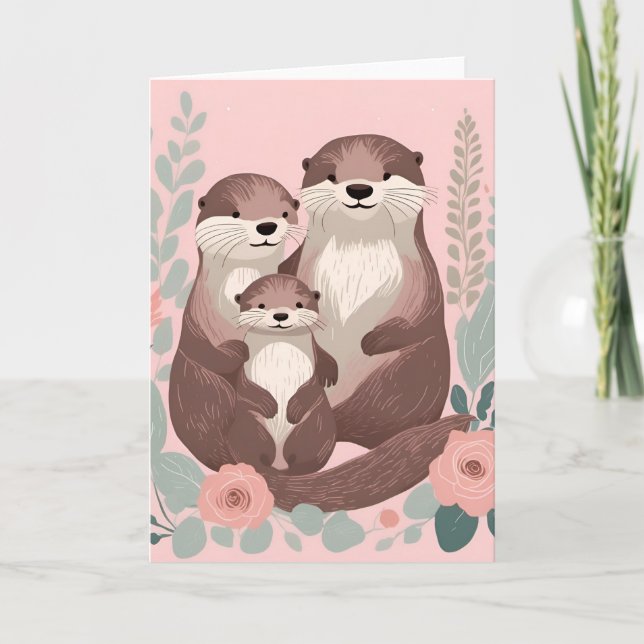 Cute Otter Family Card (Front)
