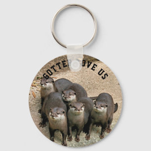 Cute Otter Family Wildlife Photo Funny Otter Key Ring