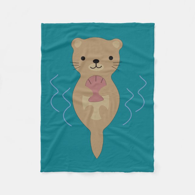 Cute Otter Fleece Blanket (Front)