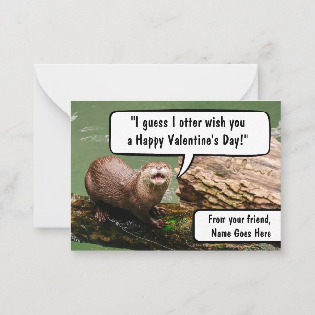 Cute Otter Funny School Valentine's Day Card (Back)