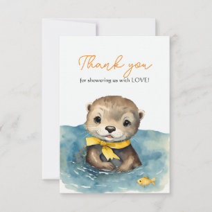 Cute Otter Gender Neutral Baby Shower Thank You Card