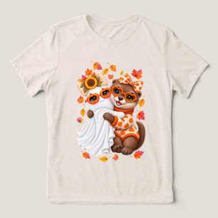 Cute Otter Ghost Halloween Fall Autumn Tri-Blend Shirt