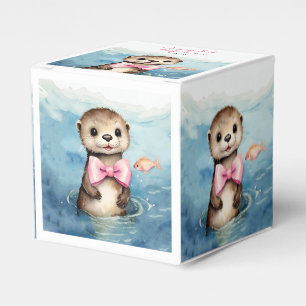Cute Otter Girl Baby Shower Favour Box