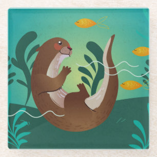 Cute Otter Glass Coaster