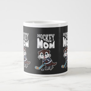 Cute Otter Hockey Mum - Fun Sports Animal Graphic Large Coffee Mug