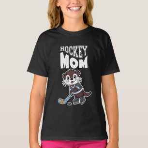 Cute Otter Hockey Mum - Fun Sports Animal Graphic T-Shirt