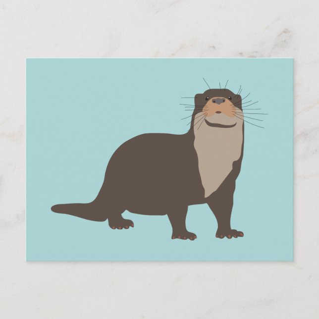 Cute Otter Illustration Holiday Postcard (Front)