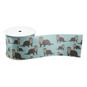 Cute Otter Illustration Pattern   Satin Ribbon
