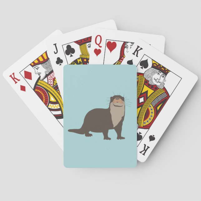Cute Otter Illustration Playing Cards (Back)