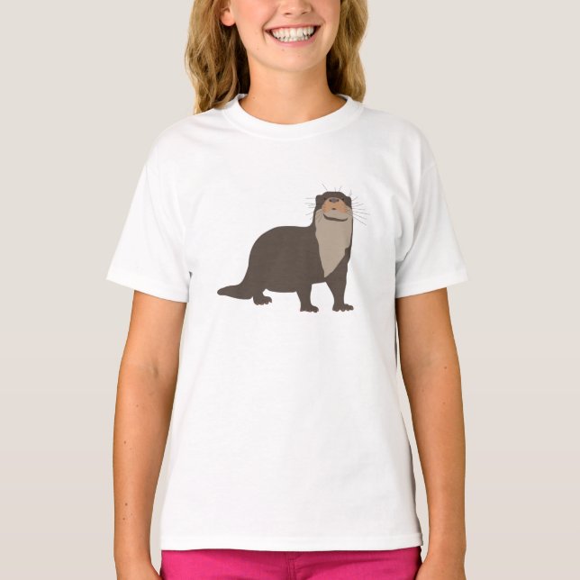 Cute Otter Illustration T-Shirt (Front)