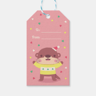Cute Otter in Christmas Sweater Holiday Gift Tags