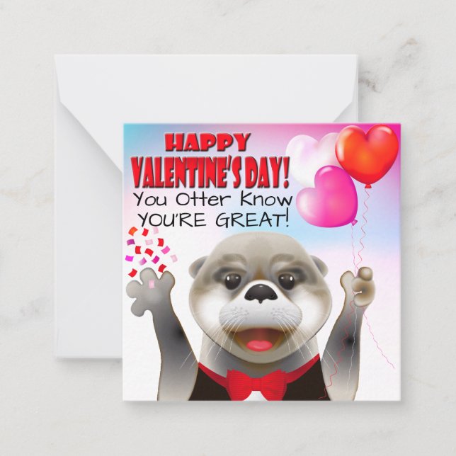 Cute Otter in Tuxedo | Classroom Valentine Card (Front)