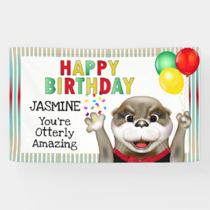Cute Otter in Tuxedo Happy Birthday Banner