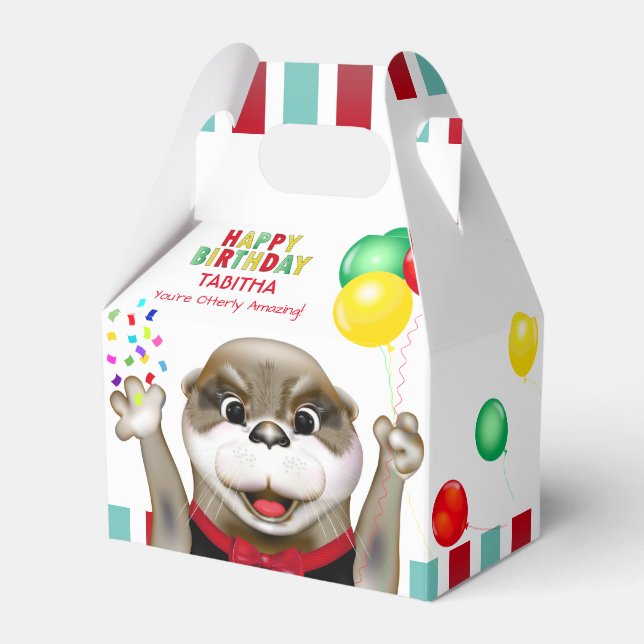 Cute Otter in Tuxedo | Kids Birthday Party Favour Box (Front Side)