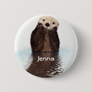 Cute Otter in Water 6 Cm Round Badge