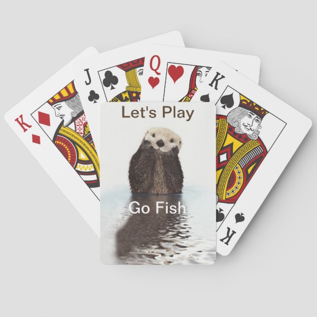 Cute Otter in Water Playing Cards (Back)