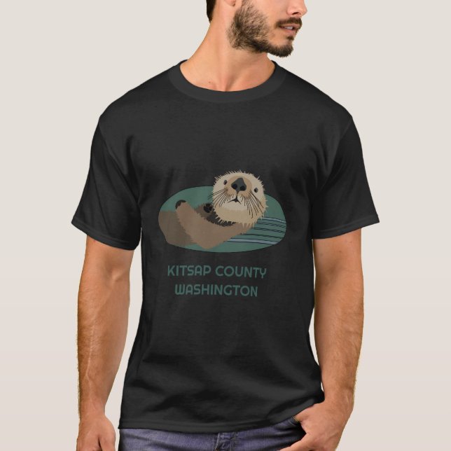 Cute Otter Kitsap County Washington Residents Fish T-Shirt (Front)
