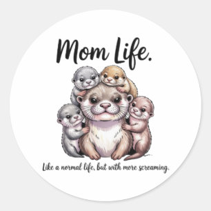 Cute Otter Mum Life Sticker - Funny Parenting Deca