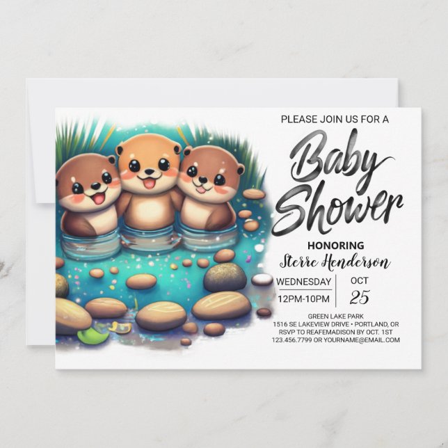 Cute Otter Online Baby Shower Invitation (Front)