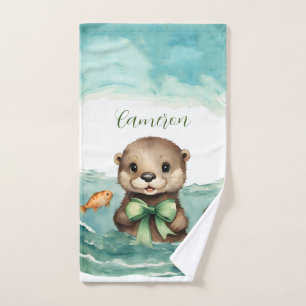 Cute Otter Personalised Bath Towel Set
