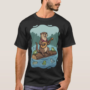 Cute Otter Playing Mandolin River Friends T-Shirt
