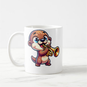 Cute Otter Playing Trumpet Music Love Coffee Mug